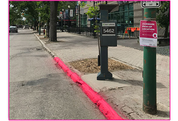 pink curbside pickup zones